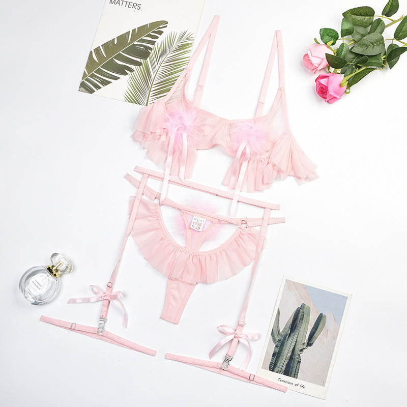 Conjunto Rocío — malla rosa con liguero