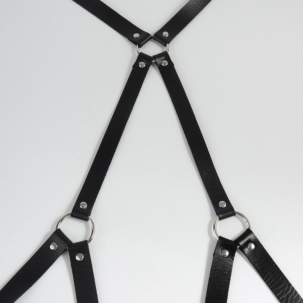 Arnés de cadera Sable — correas de PU negro