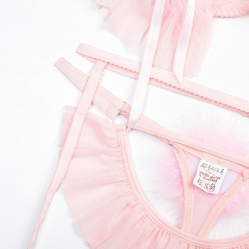 Conjunto Rocío — malla rosa con liguero