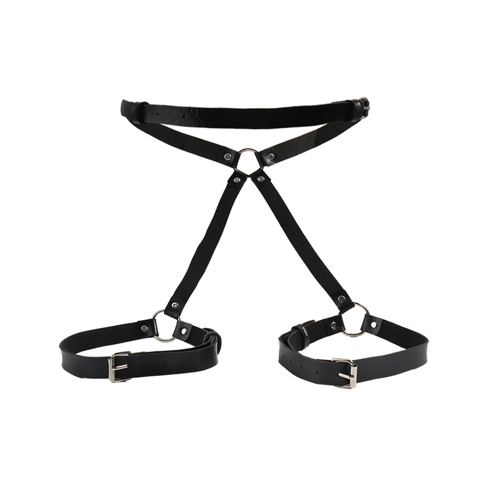 Arnés de cadera Sable — correas de PU negro